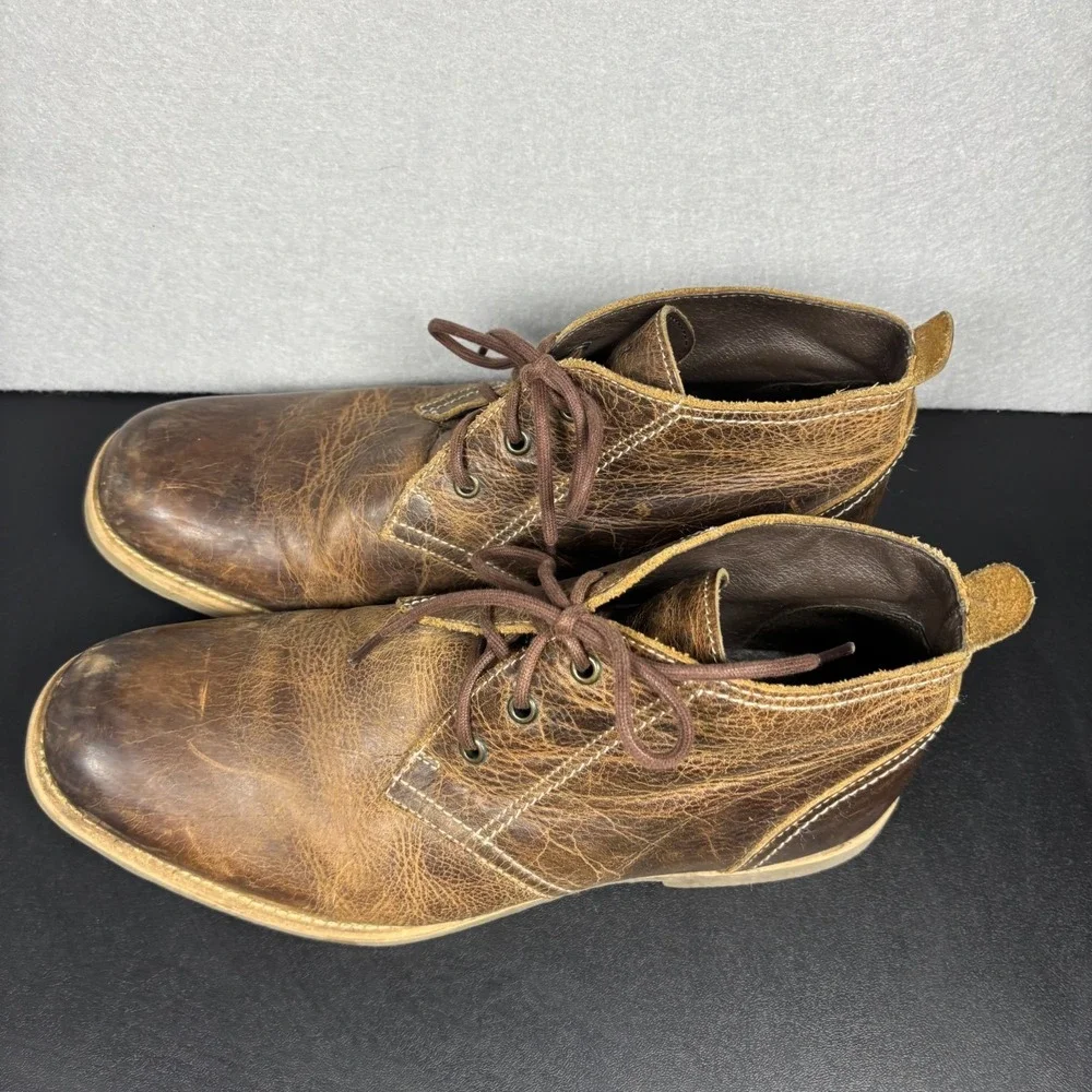 BED STU Draco Men's Leather Chukka Ankle Boots Distressed Brown Lace Up Size 11